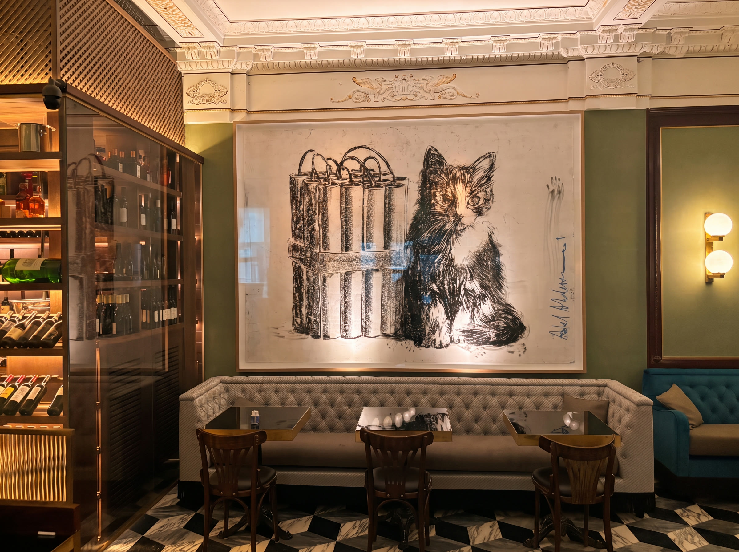Contemporary artwork inside Café Lyrique